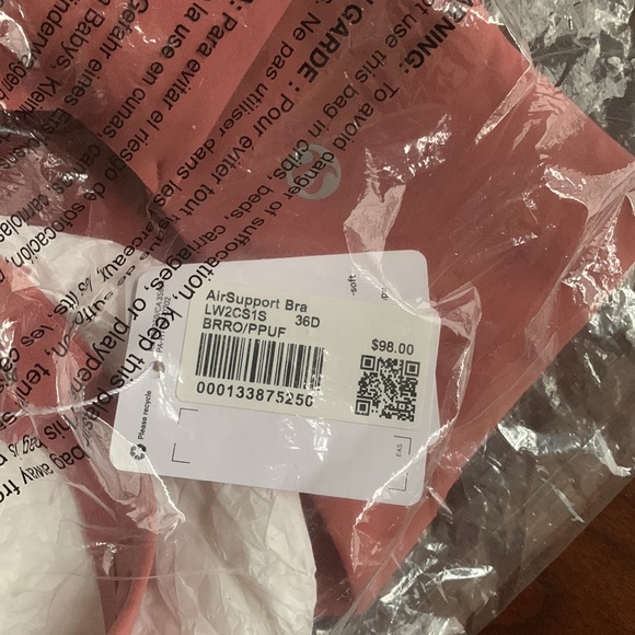 Lululemon Air Support-High Support Bra, Brier Rose/Pink Puff, 36D - Picture 3 of 5